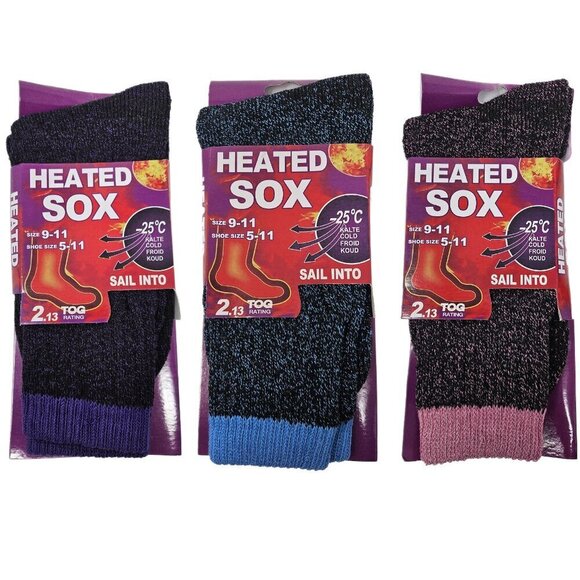 Women Winter Socks Heated Thermal Heavy Duty Crew Warm Socks Size 9-11 3-Pack - Picture 1 of 2